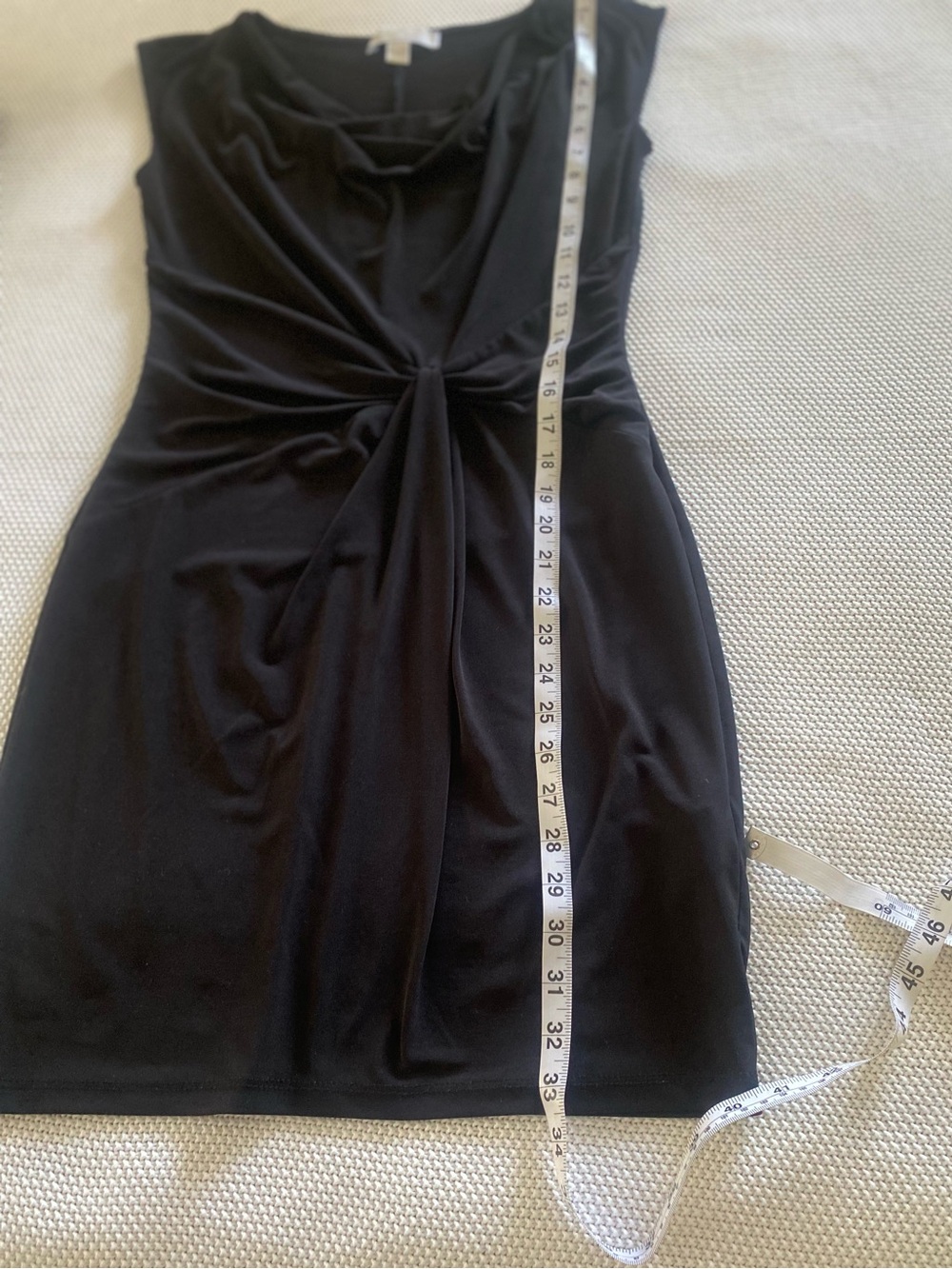 Michael Kors Black Cowl Neck Ruched Knot Sheath Dress XS - Picture 9 of 11